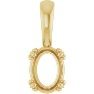 14K Yellow Gold 8x6 mm Oval Pendant Mounting – image 2