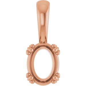 14K Rose Gold 8x6 mm Oval Pendant Mounting – image 2