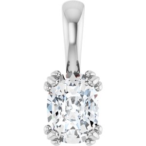 10K White Gold 7.5x5.5 mm Elongated Cushion Pendant Mounting