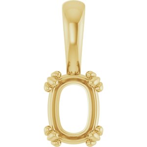 14K Yellow Gold 7.5x5.5 mm Elongated Cushion Pendant Mounting – image 2