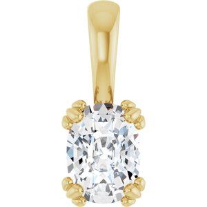 10K Yellow Gold 7.5x5.5 mm Elongated Cushion Pendant Mounting