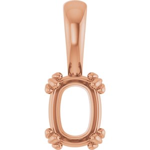 18K Rose Gold 7.5x5.5 mm Elongated Cushion Pendant Mounting – image 2