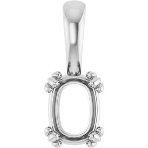 18K White Gold 7.5x5.5 mm Elongated Cushion Pendant Mounting – image 2