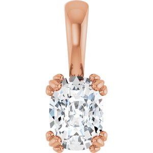 10K Rose Gold 7.5x5.5 mm Elongated Cushion Pendant Mounting