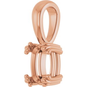 10K Rose Gold 7.5x5.5 mm Elongated Cushion Pendant Mounting – image 4