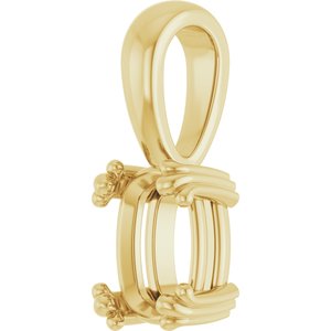 10K Yellow Gold 7.5x5.5 mm Elongated Cushion Pendant Mounting – image 4