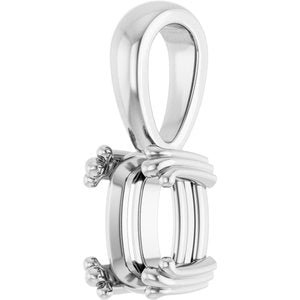 14K White Gold 7.5x5.5 mm Elongated Cushion Pendant Mounting – image 4