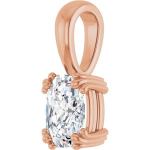 10K Rose Gold 7.5x5.5 mm Elongated Cushion Pendant Mounting – image 3