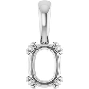18K White Gold 8x6 mm Elongated Cushion Pendant Mounting – image 2