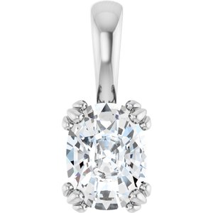 14K X1 White Gold 8x6 mm Elongated Cushion Pendant Mounting