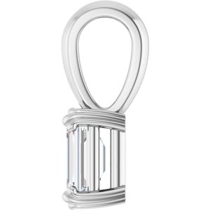 10K White Gold 6x4 mm Emerald Pendant Mounting – image 5