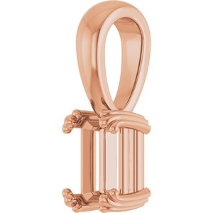 10K Rose Gold 6x4 mm Emerald Pendant Mounting – image 4