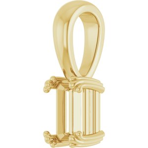 14K Yellow Gold 6x4 mm Emerald Pendant Mounting – image 4