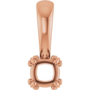 10K Rose Gold 4x4 mm Cushion Pendant Mounting – image 2