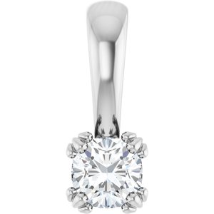 Platinum 4x4 mm Cushion Pendant Mounting