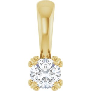 18K Yellow Gold 4x4 mm Cushion Pendant Mounting