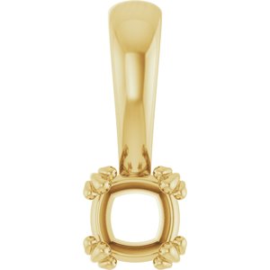 14K Yellow Gold 4x4 mm Cushion Pendant Mounting – image 2