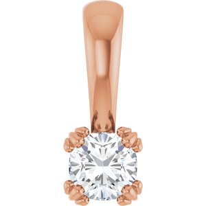 10K Rose Gold 4x4 mm Cushion Pendant Mounting