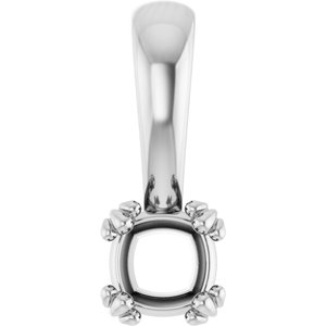 10K White Gold 4x4 mm Cushion Pendant Mounting – image 2