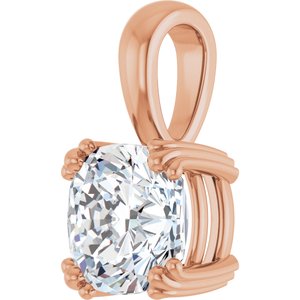 10K Rose Gold 8x8 mm Cushion Pendant Mounting – image 3