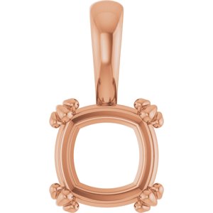 10K Rose Gold 8x8 mm Cushion Pendant Mounting – image 2