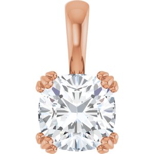 10K Rose Gold 8x8 mm Cushion Pendant Mounting