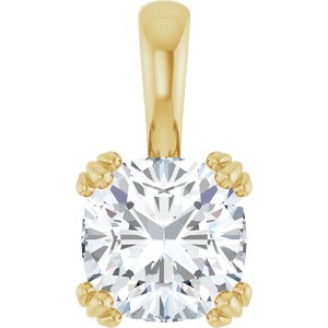 10K Yellow Gold 8x8 mm Cushion Pendant Mounting