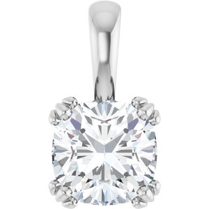 10K White Gold 8x8 mm Cushion Pendant Mounting