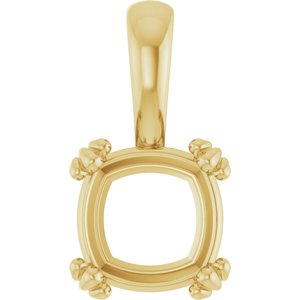 10K Yellow Gold 8x8 mm Cushion Pendant Mounting – image 2