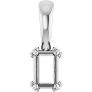 Sterling Silver 6x4 mm Emerald Pendant Mounting – image 2