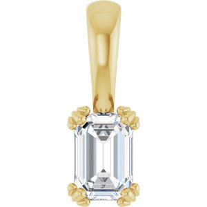 14K Yellow Gold 6x4 mm Emerald Pendant Mounting