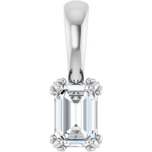 Sterling Silver 6x4 mm Emerald Pendant Mounting