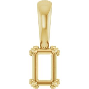14K Yellow Gold 6x4 mm Emerald Pendant Mounting – image 2