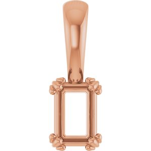 18K Rose Gold 6x4 mm Emerald Pendant Mounting – image 2