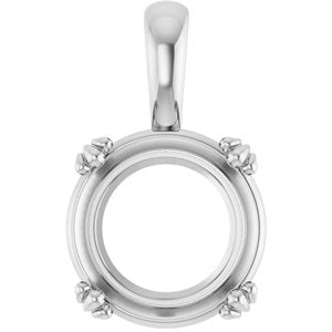 14K White Gold 12 mm Round Pendant Mounting – image 2