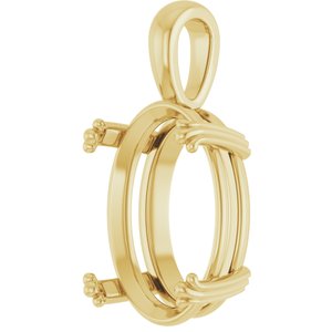 10K Yellow Gold 18x13 mm Oval Pendant Mounting – image 4