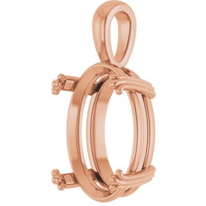 18K Rose Gold 18x13 mm Oval Pendant Mounting – image 4