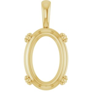 10K Yellow Gold 18x13 mm Oval Pendant Mounting – image 2