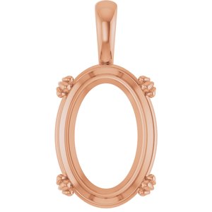 14K Rose Gold 18x13 mm Oval Pendant Mounting – image 2