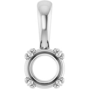 14K X1 White Gold 6.5 mm Round Pendant Mounting – image 2