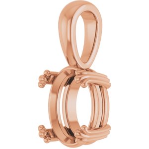 10K Rose Gold 10x8 mm Oval Pendant Mounting – image 4