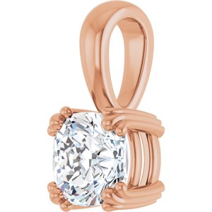18K Rose Gold 6.5x6.5 mm Cushion Pendant Mounting – image 3
