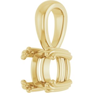 14K Yellow Gold 6.5x6.5 mm Cushion Pendant Mounting – image 4