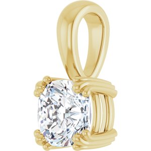 14K Yellow Gold 6.5x6.5 mm Cushion Pendant Mounting – image 3