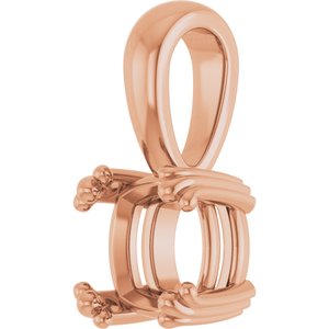 10K Rose Gold 6.5x6.5 mm Cushion Pendant Mounting – image 4