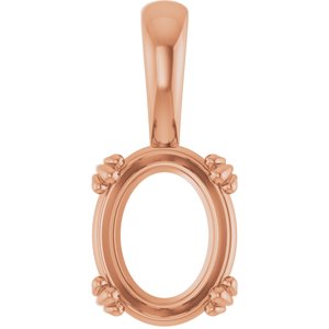 18K Rose Gold 10x8 mm Oval Pendant Mounting – image 2