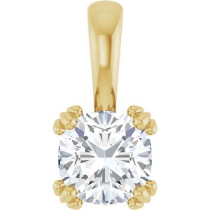 14K Yellow Gold 6.5x6.5 mm Cushion Pendant Mounting