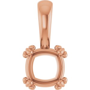 18K Rose Gold 6.5x6.5 mm Cushion Pendant Mounting – image 2