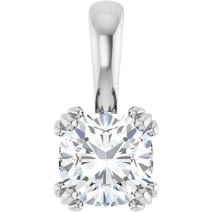 18K White Gold 6.5x6.5 mm Cushion Pendant Mounting