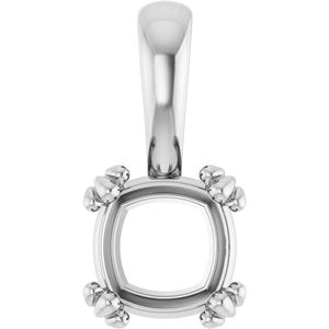 Sterling Silver 6.5x6.5 mm Cushion Pendant Mounting – image 2